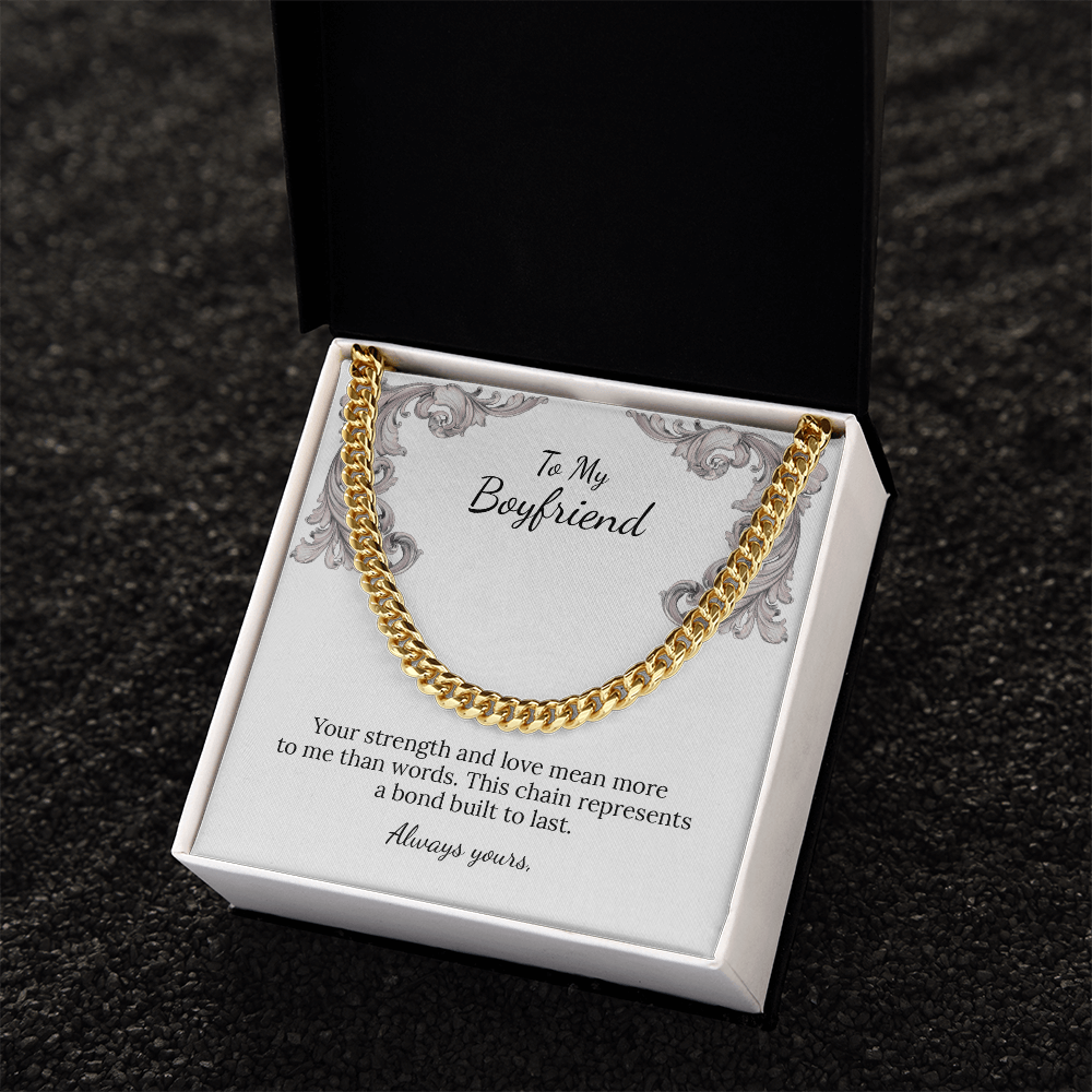 To My Boyfriend Cuban Link Chain (Stainless Steel and Yellow Gold)
