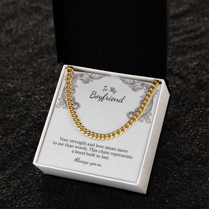 To My Boyfriend Cuban Link Chain (Stainless Steel and Yellow Gold)