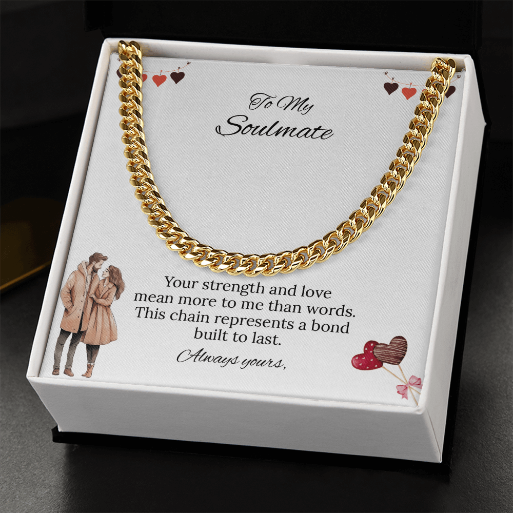 To My Soulmate Cuban Link Chain (Stainless Steel and Yellow Gold)