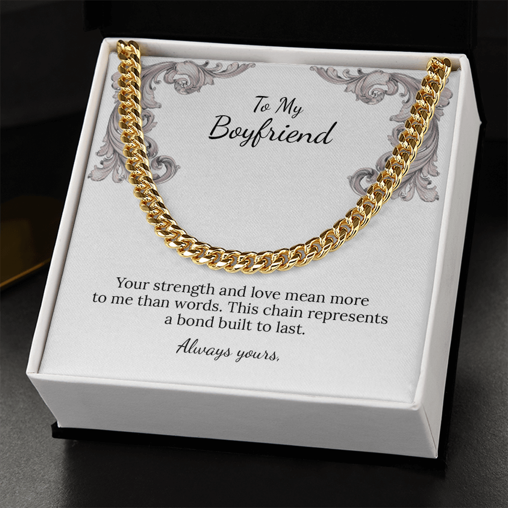 To My Boyfriend Cuban Link Chain (Stainless Steel and Yellow Gold)