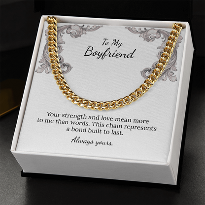 To My Boyfriend Cuban Link Chain (Stainless Steel and Yellow Gold)
