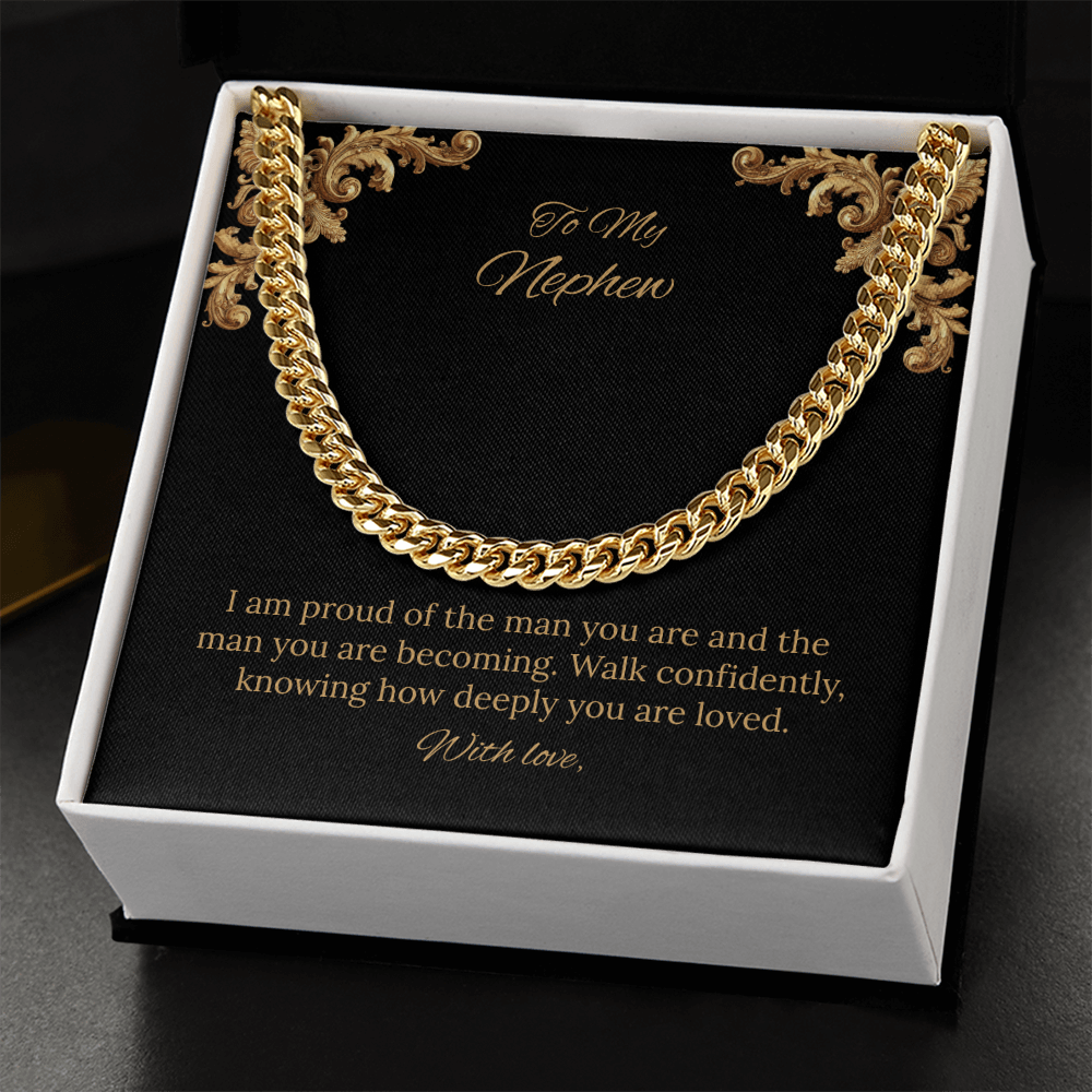 To My Nephew Cuban Link Chain (Stainless Steel and Yellow Gold)