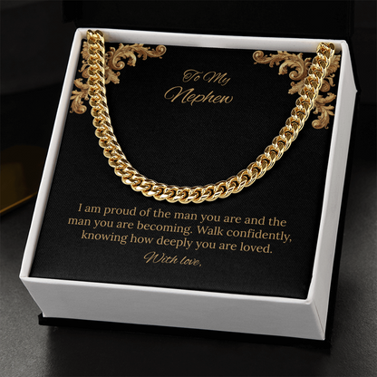 To My Nephew Cuban Link Chain (Stainless Steel and Yellow Gold)