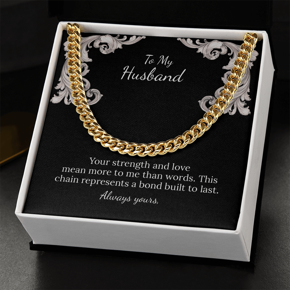 To My Husband Cuban Link Chain (Stainless Steel and Yellow Gold)
