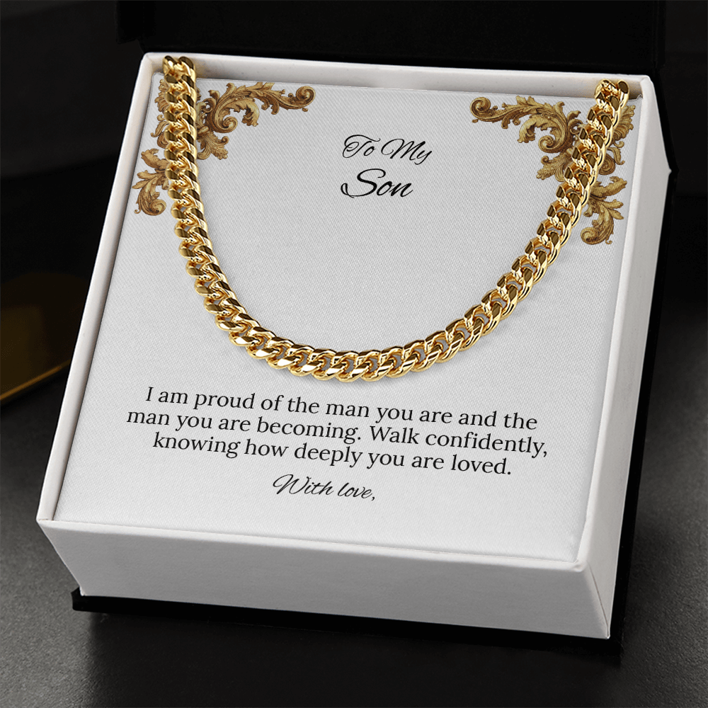 To My Son Cuban Link Chain (Stainless Steel and Yellow Gold)