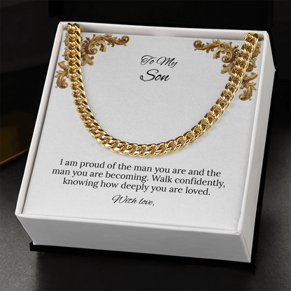 To My Son Cuban Link Chain (Stainless Steel and Yellow Gold)