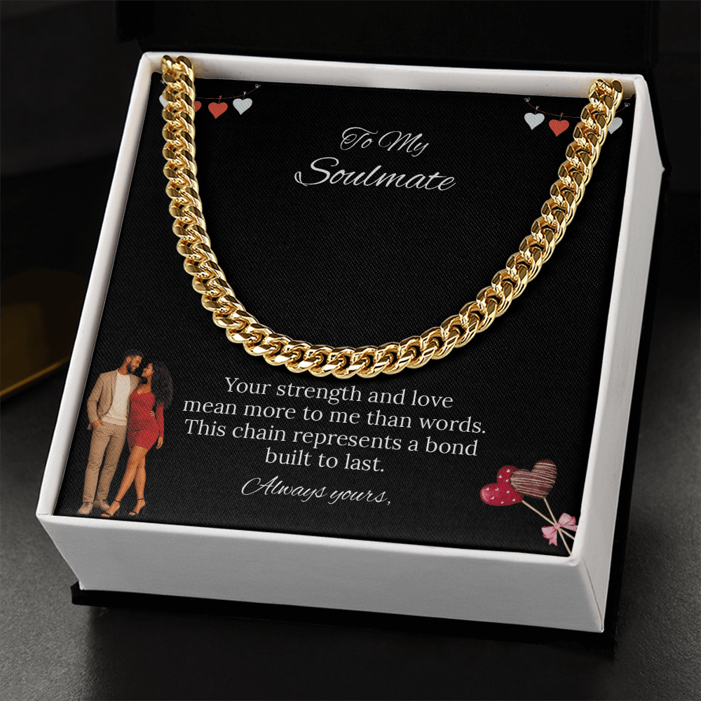 Africa American - To My Soulmate Cuban Link Chain (Stainless Steel and Yellow Gold)