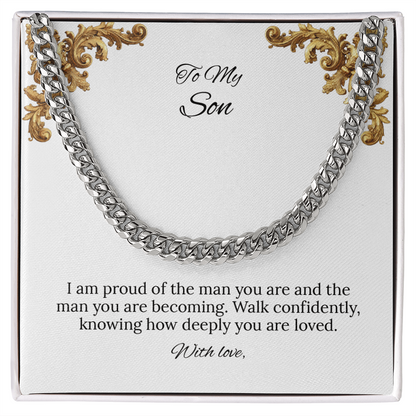 To My Son Cuban Link Chain (Stainless Steel and Yellow Gold)