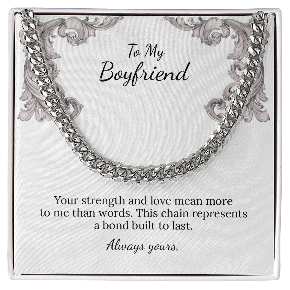 To My Boyfriend Cuban Link Chain (Stainless Steel and Yellow Gold)