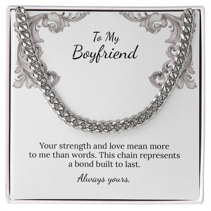 To My Boyfriend Cuban Link Chain (Stainless Steel and Yellow Gold)