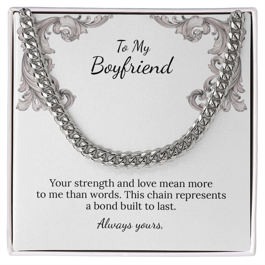 To My Boyfriend Cuban Link Chain (Stainless Steel and Yellow Gold)