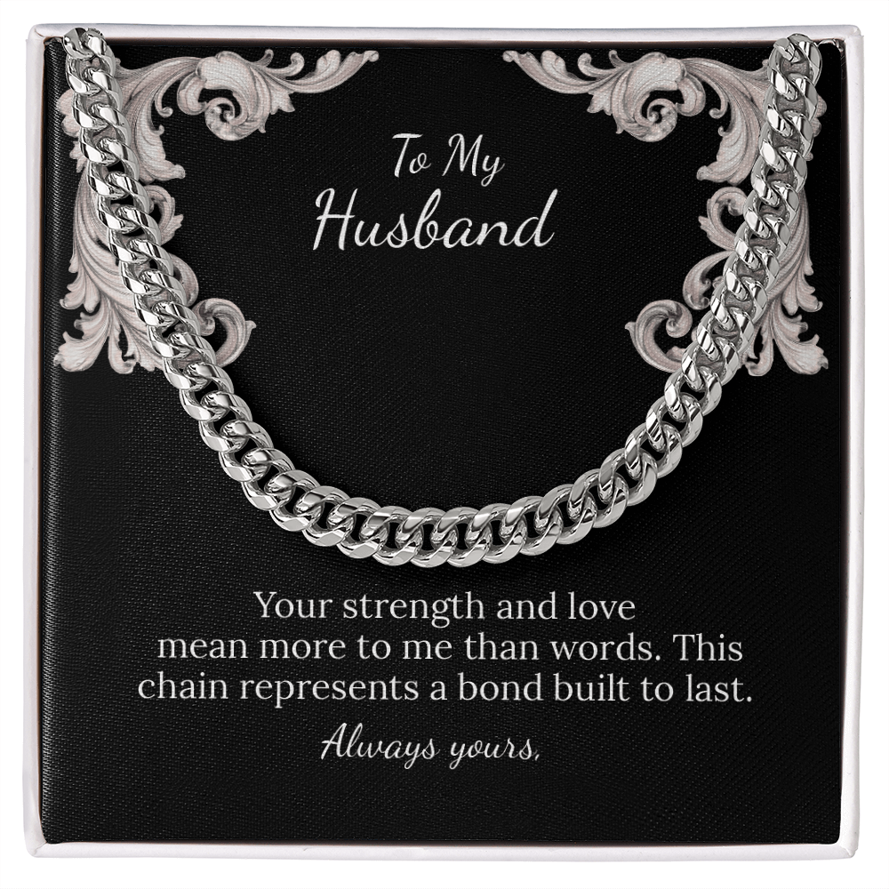 To My Husband Cuban Link Chain (Stainless Steel and Yellow Gold)
