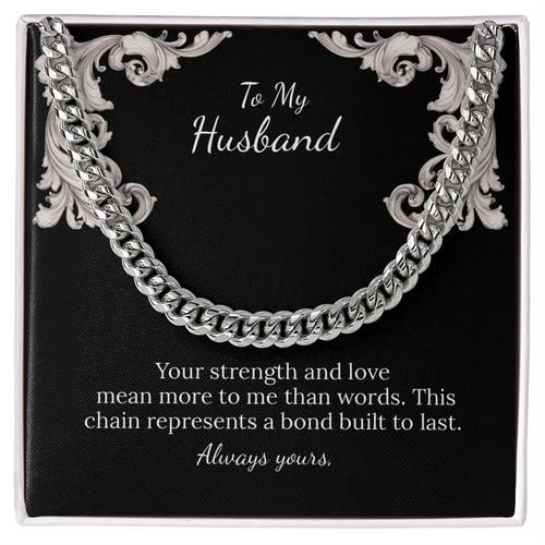 To My Husband Cuban Link Chain (Stainless Steel and Yellow Gold)