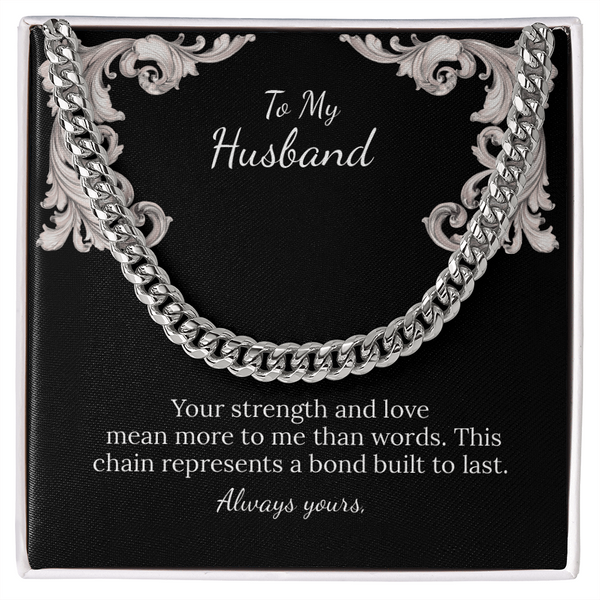 To My Husband Cuban Link Chain (Stainless Steel and Yellow Gold)