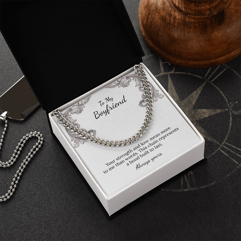 To My Boyfriend Cuban Link Chain (Stainless Steel and Yellow Gold)
