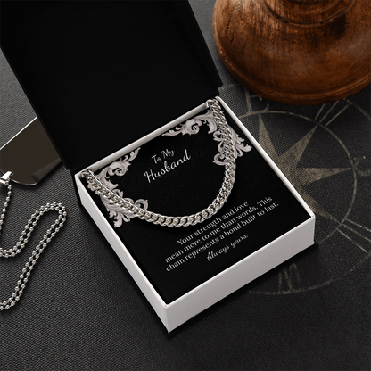 To My Husband Cuban Link Chain (Stainless Steel and Yellow Gold)
