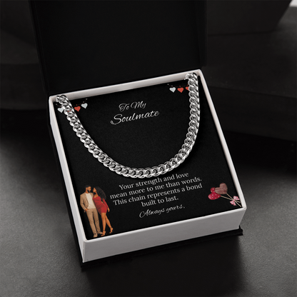 Africa American - To My Soulmate Cuban Link Chain (Stainless Steel and Yellow Gold)