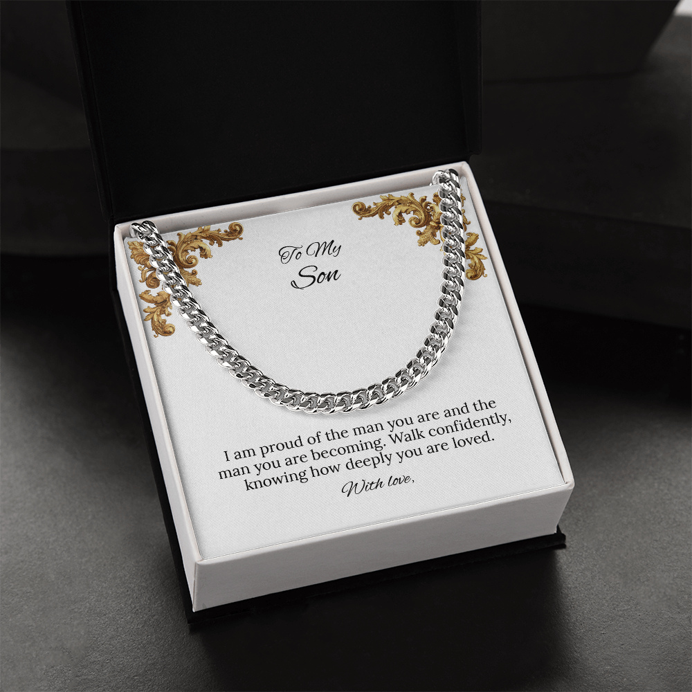 To My Son Cuban Link Chain (Stainless Steel and Yellow Gold)