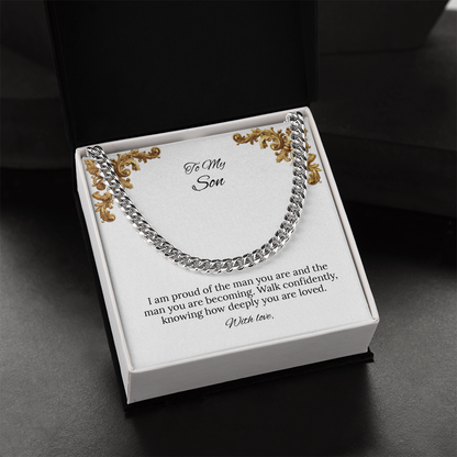 To My Son Cuban Link Chain (Stainless Steel and Yellow Gold)