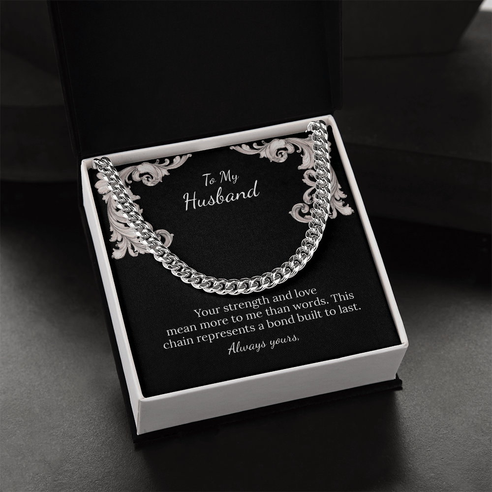 To My Husband Cuban Link Chain (Stainless Steel and Yellow Gold)