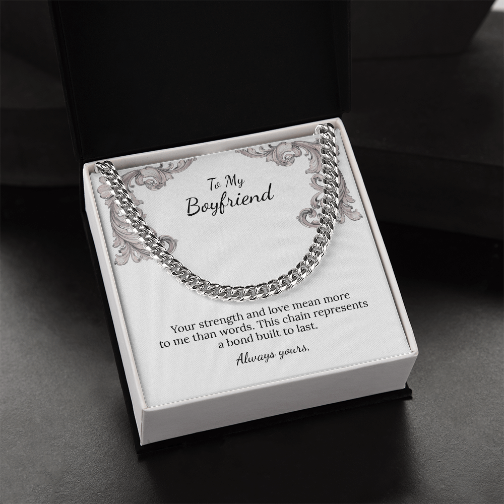 To My Boyfriend Cuban Link Chain (Stainless Steel and Yellow Gold)