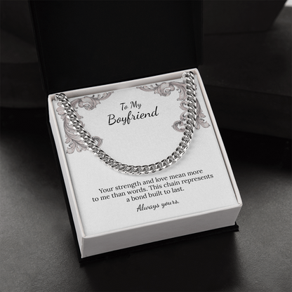 To My Boyfriend Cuban Link Chain (Stainless Steel and Yellow Gold)
