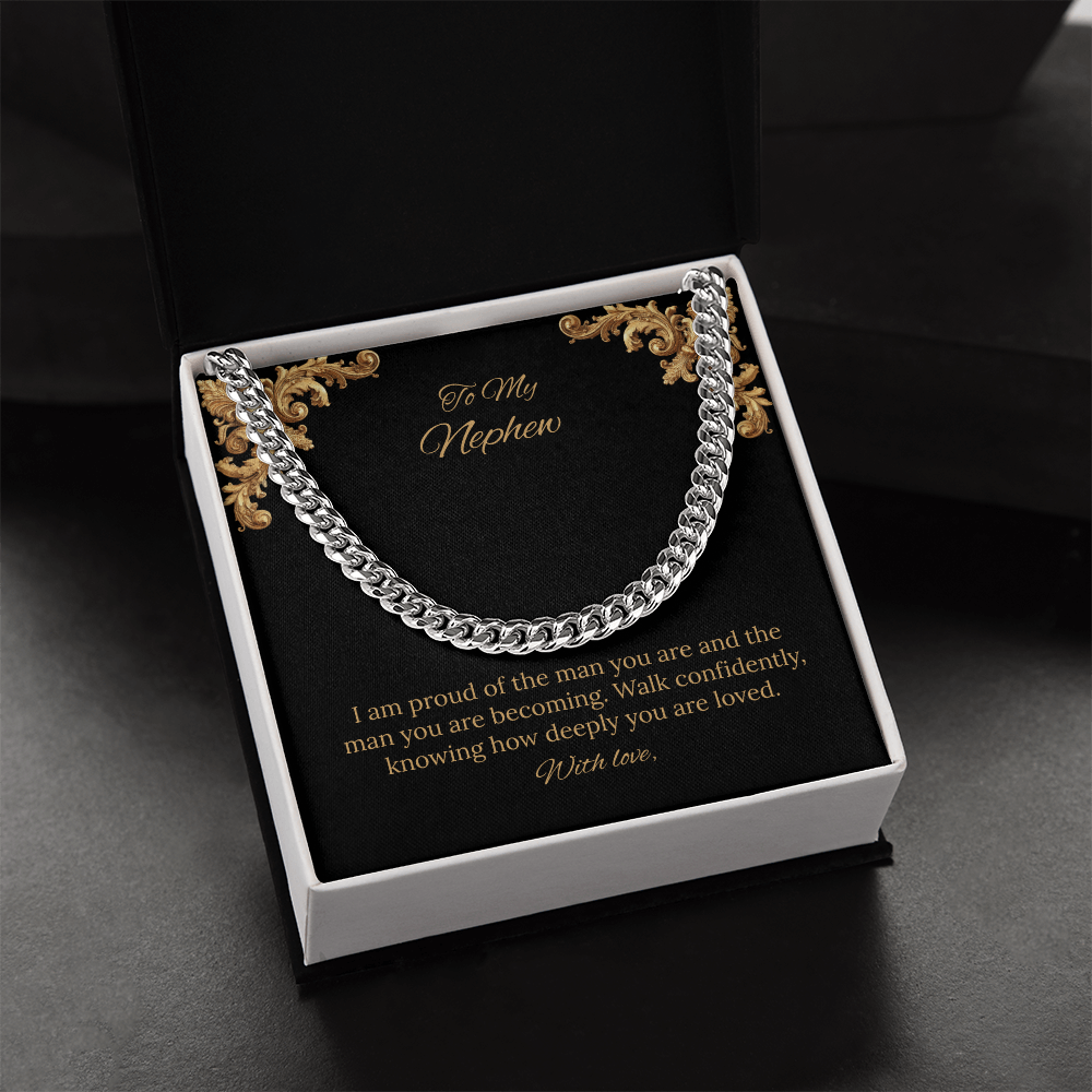 To My Nephew Cuban Link Chain (Stainless Steel and Yellow Gold)