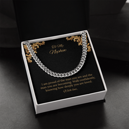 To My Nephew Cuban Link Chain (Stainless Steel and Yellow Gold)