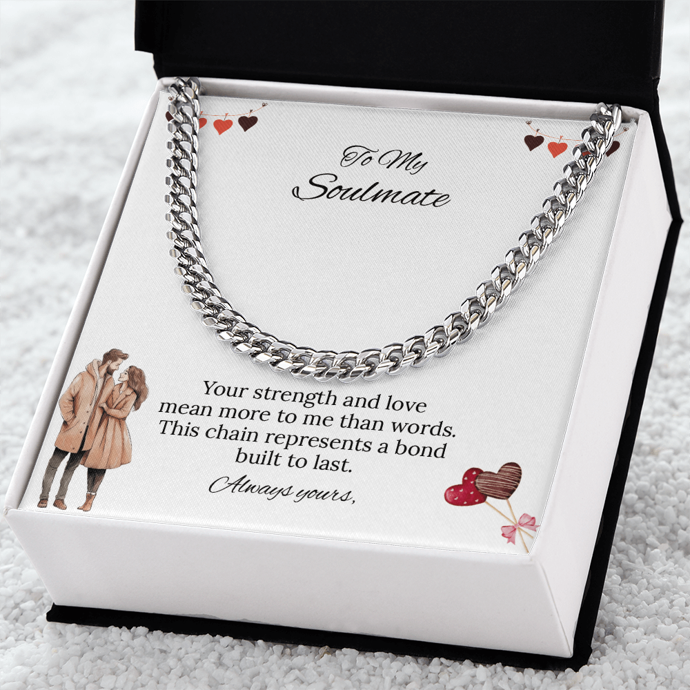 To My Soulmate Cuban Link Chain (Stainless Steel and Yellow Gold)