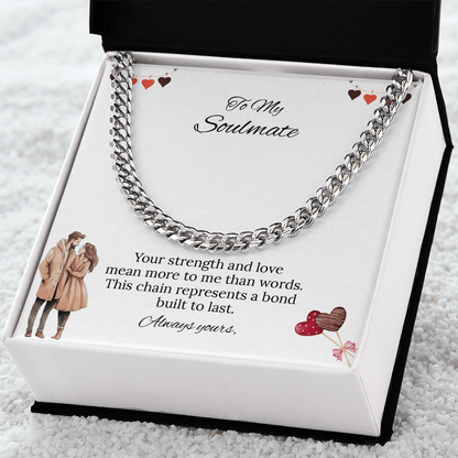 To My Soulmate Cuban Link Chain (Stainless Steel and Yellow Gold)