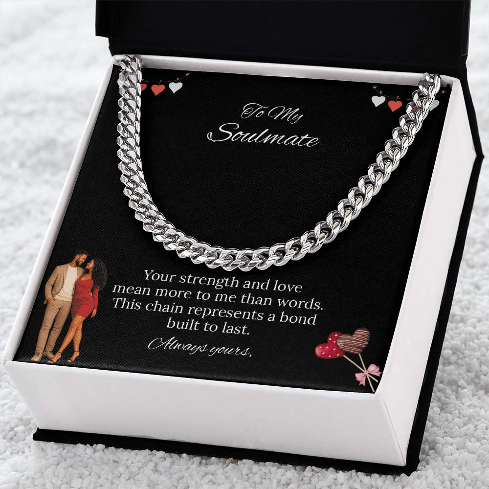 Africa American - To My Soulmate Cuban Link Chain (Stainless Steel and Yellow Gold)