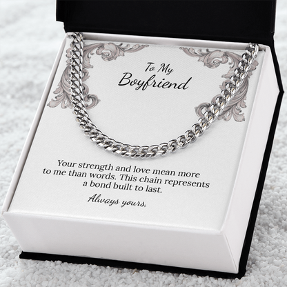 To My Boyfriend Cuban Link Chain (Stainless Steel and Yellow Gold)
