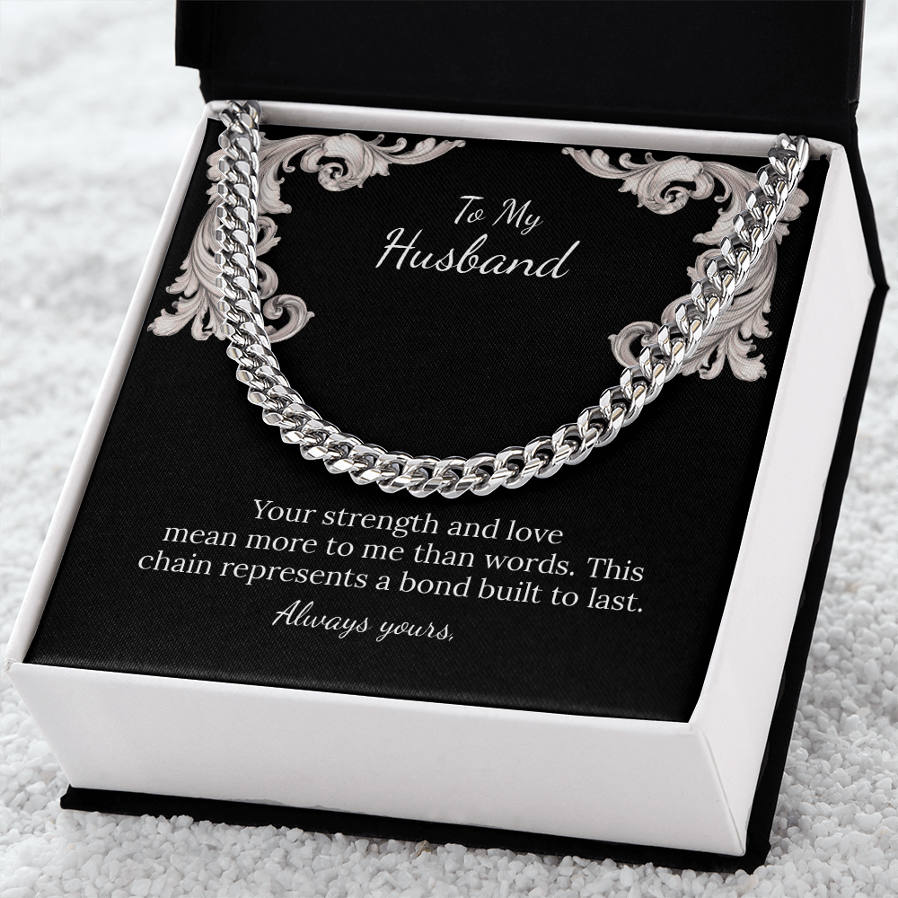 To My Husband Cuban Link Chain (Stainless Steel and Yellow Gold)