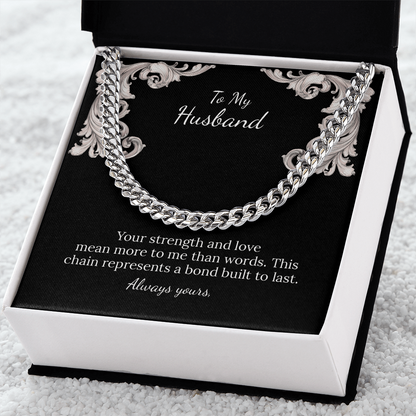 To My Husband Cuban Link Chain (Stainless Steel and Yellow Gold)