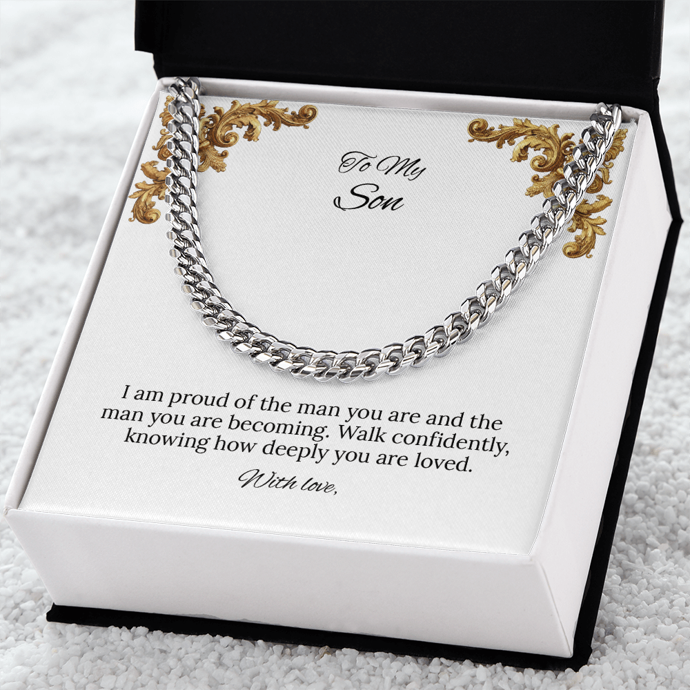 To My Son Cuban Link Chain (Stainless Steel and Yellow Gold)