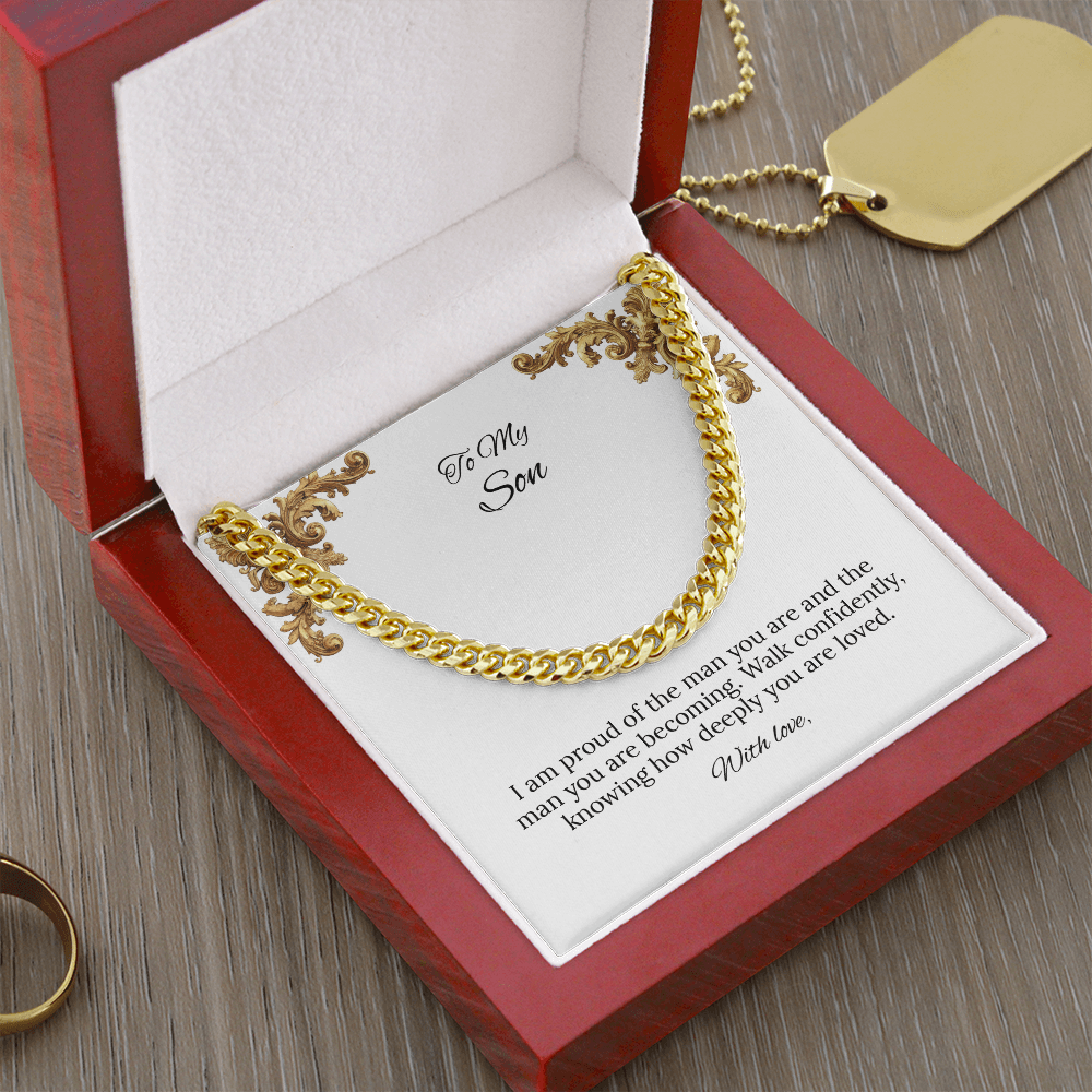 To My Son Cuban Link Chain (Stainless Steel and Yellow Gold)