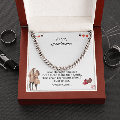 To My Soulmate Cuban Link Chain (Stainless Steel and Yellow Gold)