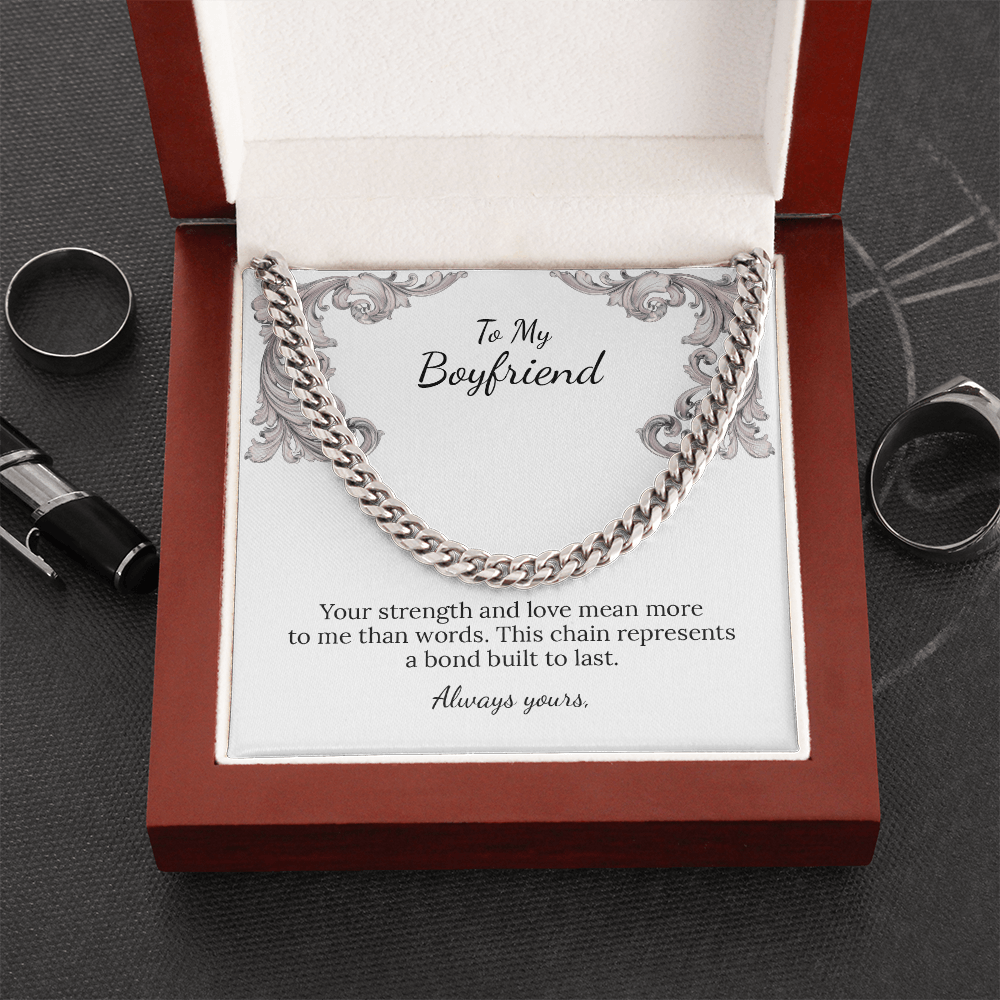 To My Boyfriend Cuban Link Chain (Stainless Steel and Yellow Gold)
