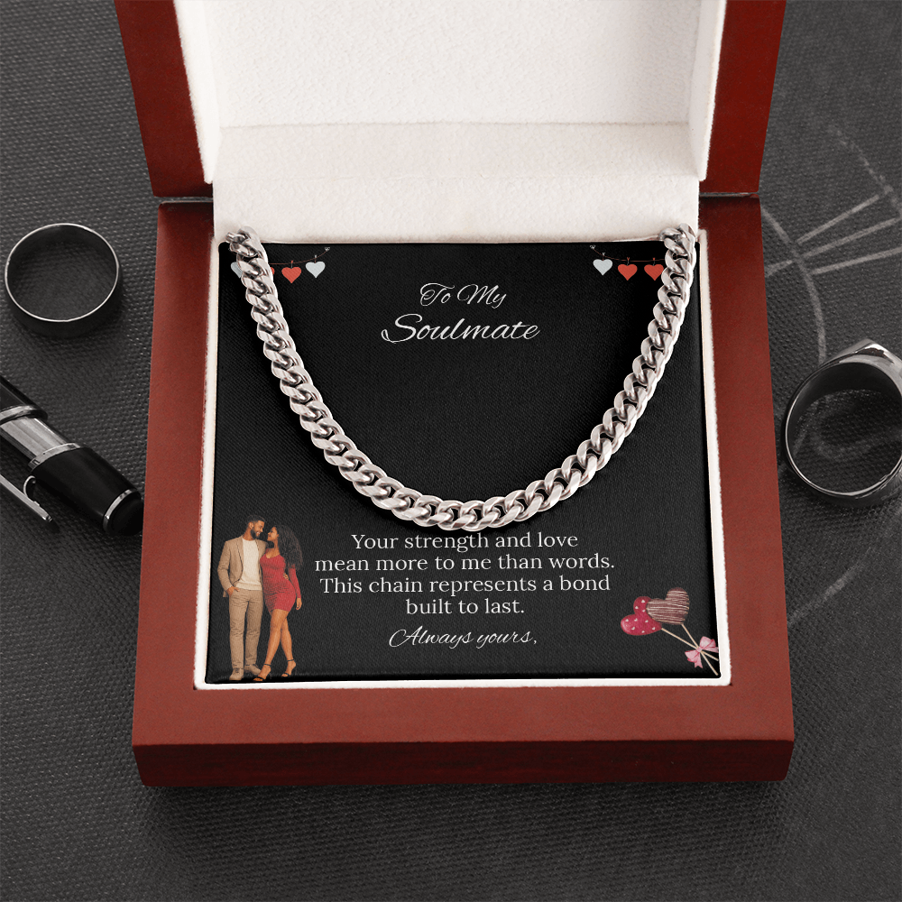 Africa American - To My Soulmate Cuban Link Chain (Stainless Steel and Yellow Gold)