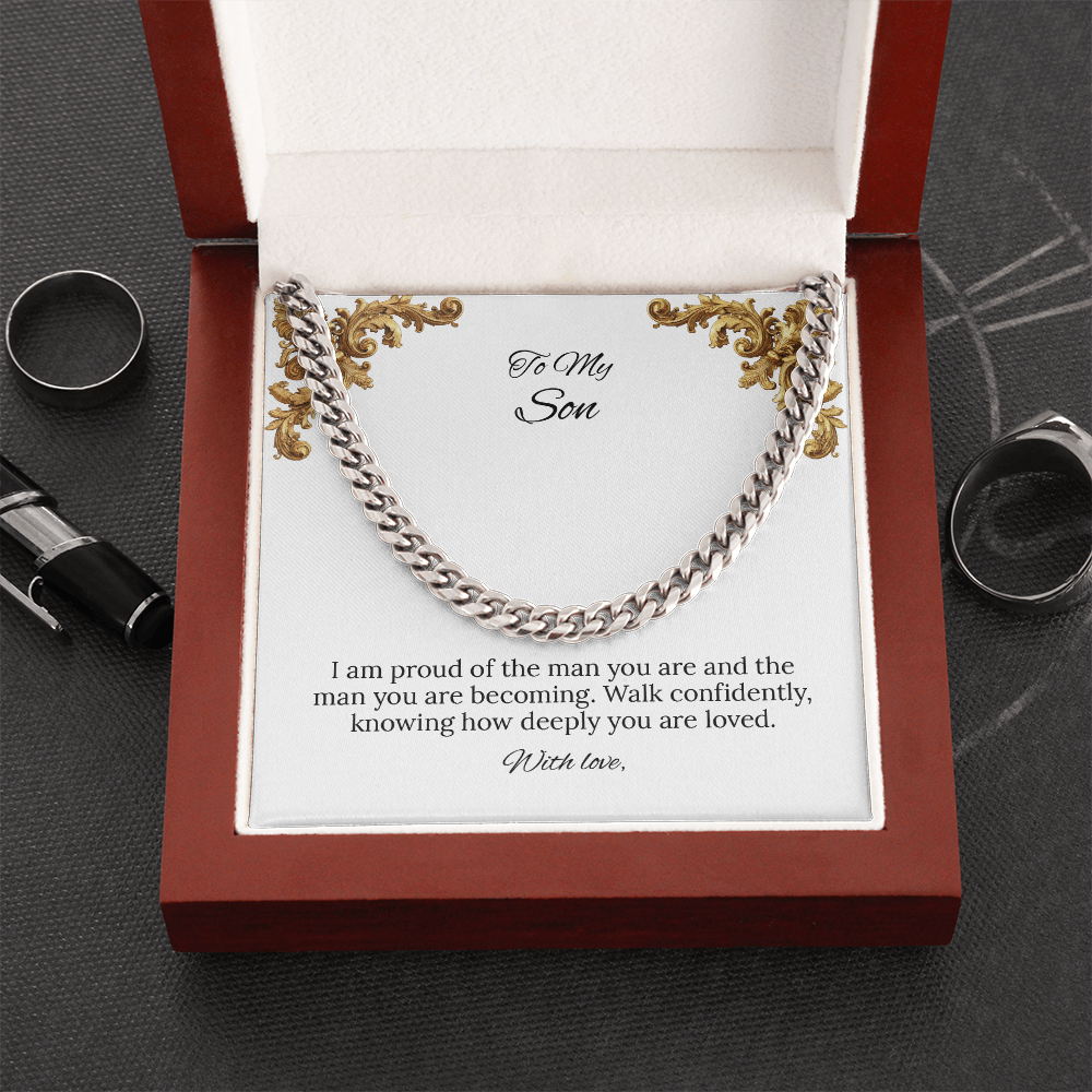To My Son Cuban Link Chain (Stainless Steel and Yellow Gold)