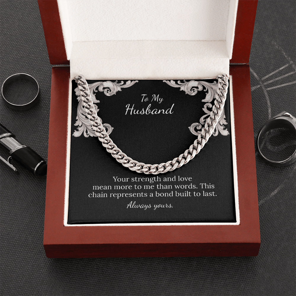 To My Husband Cuban Link Chain (Stainless Steel and Yellow Gold)