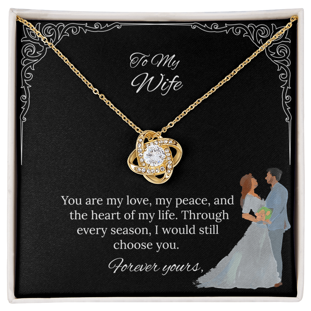 To My Wife Love Knot Necklace in Luxury or Standard Black & White Box