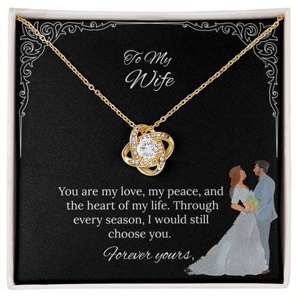 To My Wife Love Knot Necklace in Luxury or Standard Black & White Box