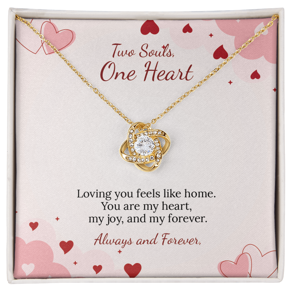 To My Soulmate Love Knot Necklace in Luxury or Standard Black & White Box