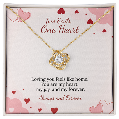 To My Soulmate Love Knot Necklace in Luxury or Standard Black & White Box