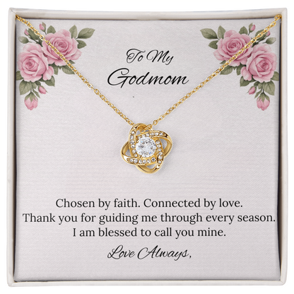 To My Godmom Love Knot Necklace in Luxury or Standard Black & White Box