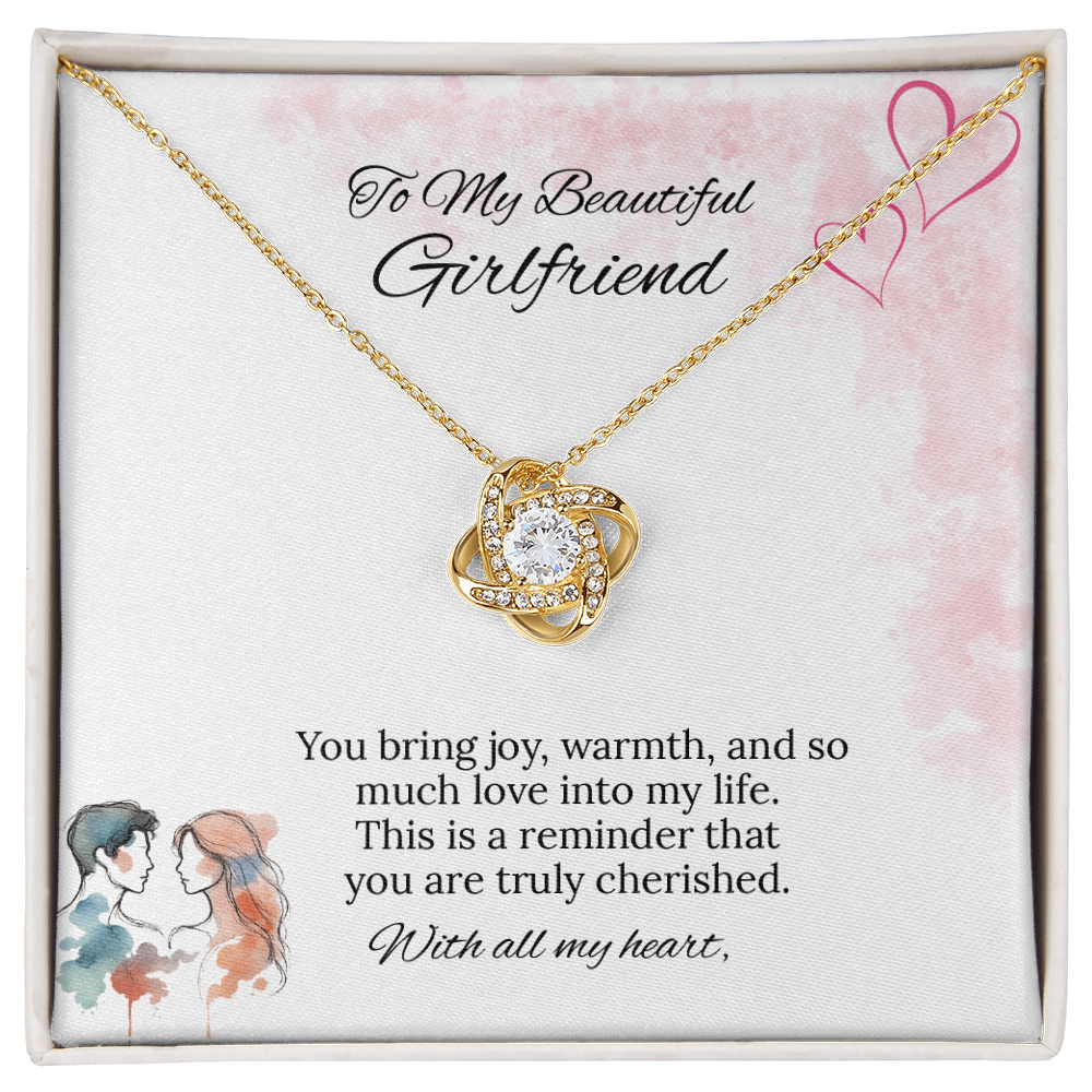 To My Girlfriend Love Knot Necklace in Luxury or Standard Black & White Box