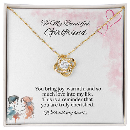 To My Girlfriend Love Knot Necklace in Luxury or Standard Black & White Box