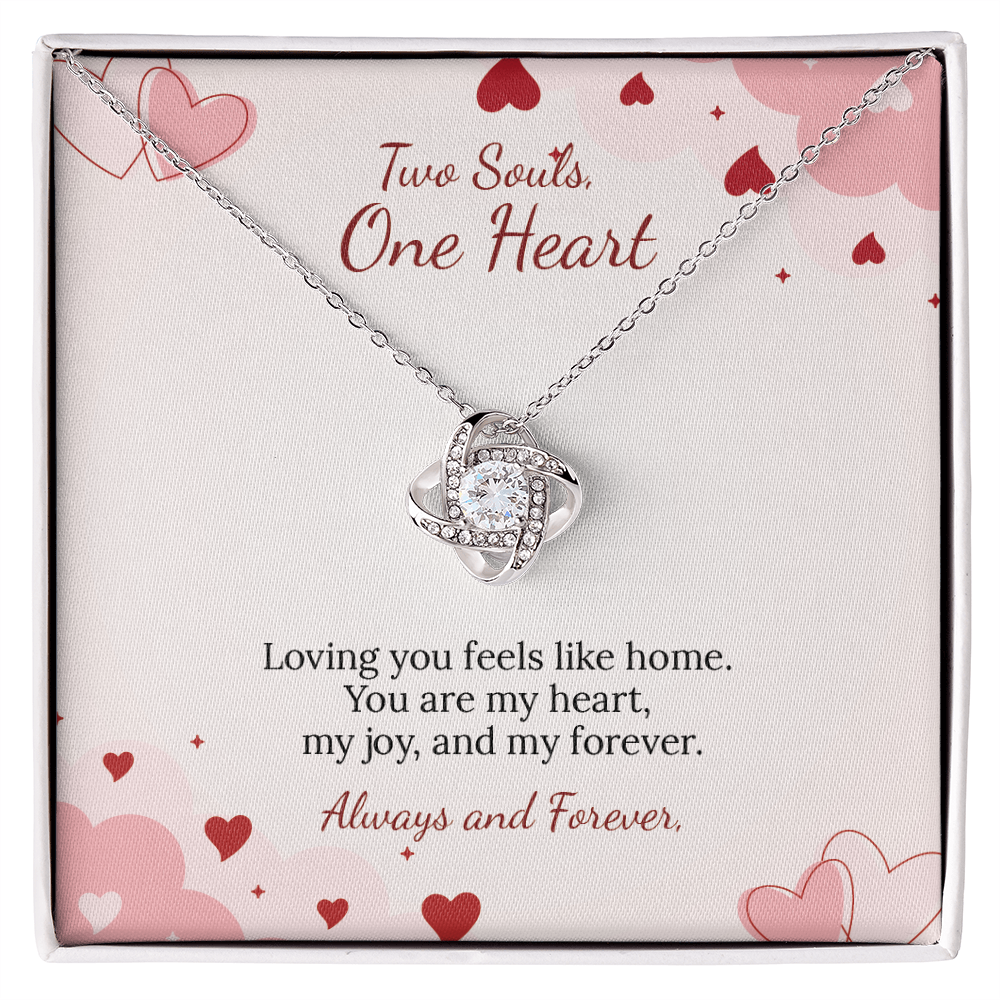 To My Soulmate Love Knot Necklace in Luxury or Standard Black & White Box