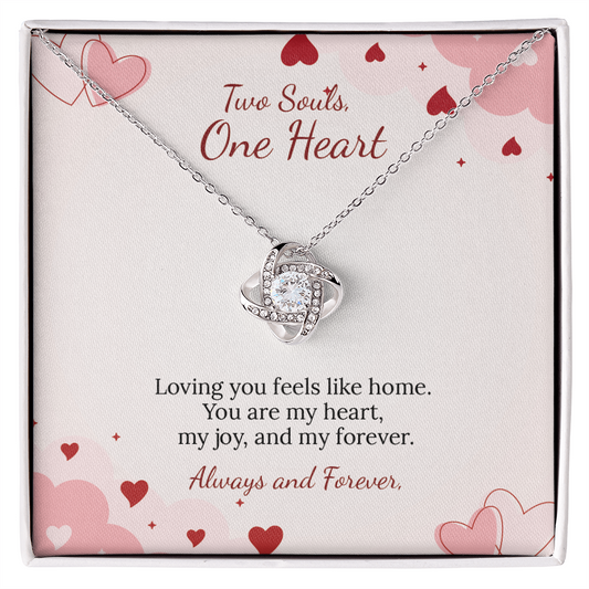 To My Soulmate Love Knot Necklace in Luxury or Standard Black & White Box